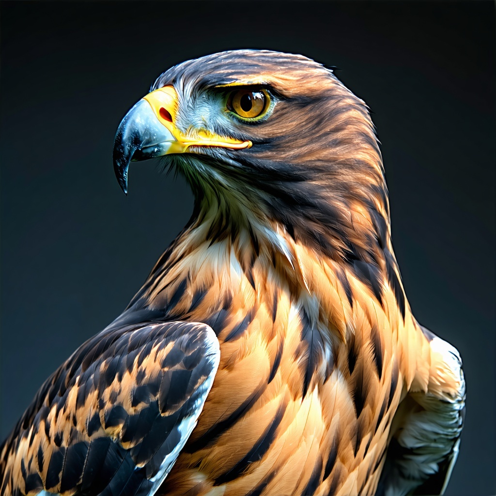 a hawk facing right with talons extended