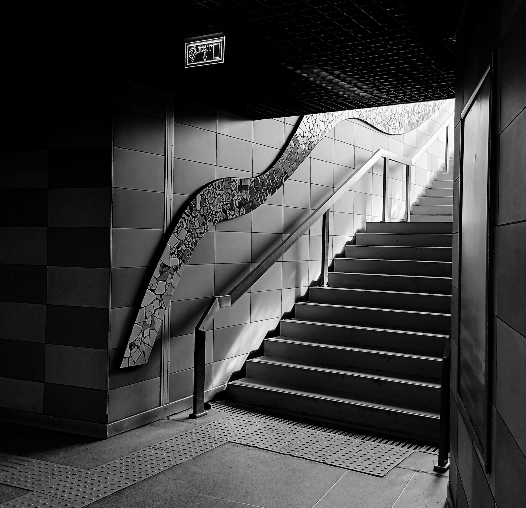 stairs upward grayscale small